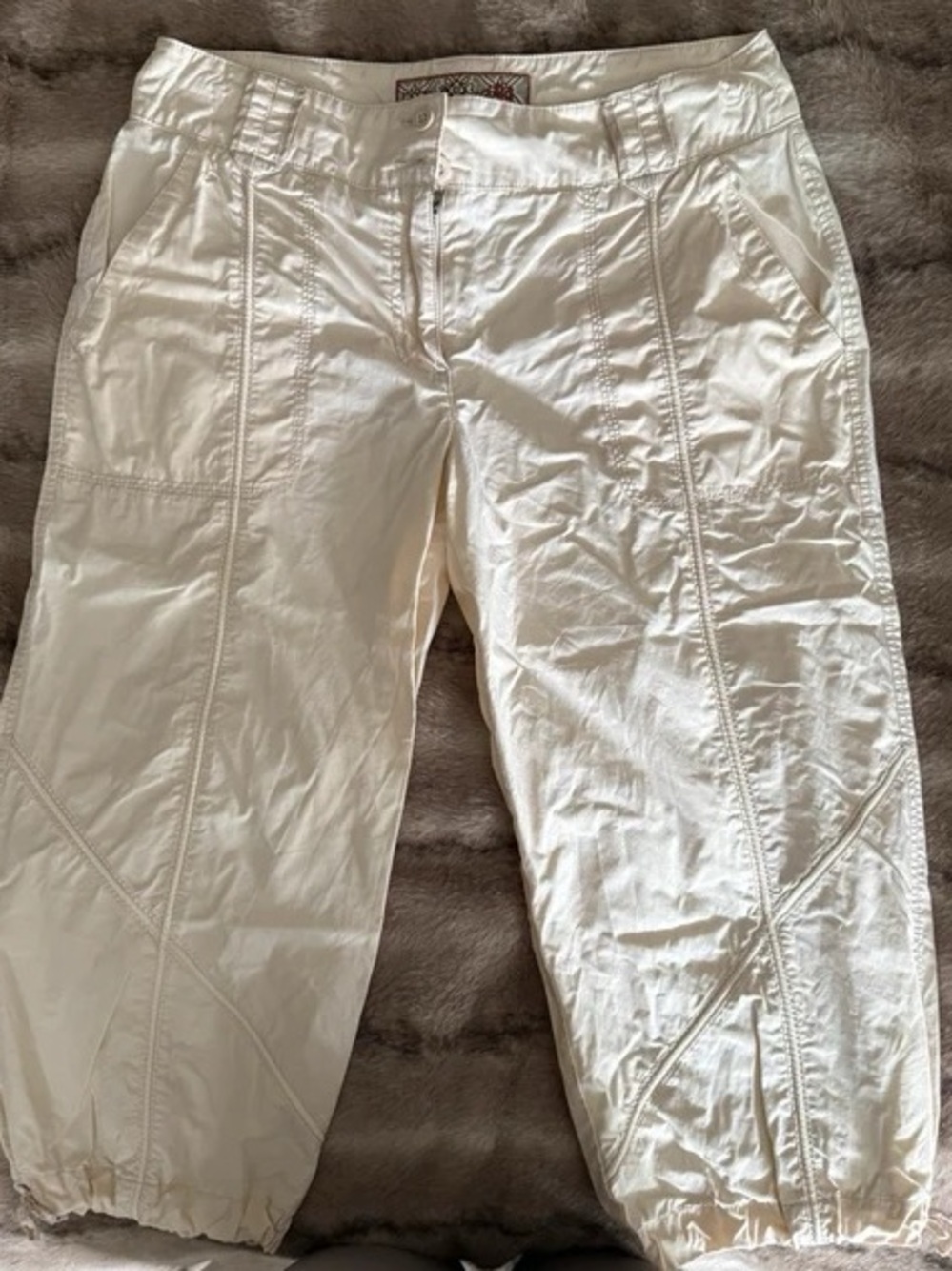 Men's White Casual Crop Pants